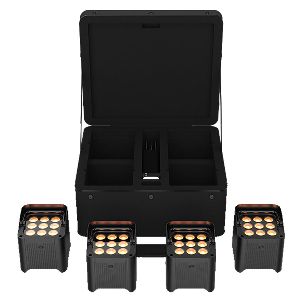 Chauvet DJ Freedom Par Q9 Wireless Uplight 4-Pack with Case