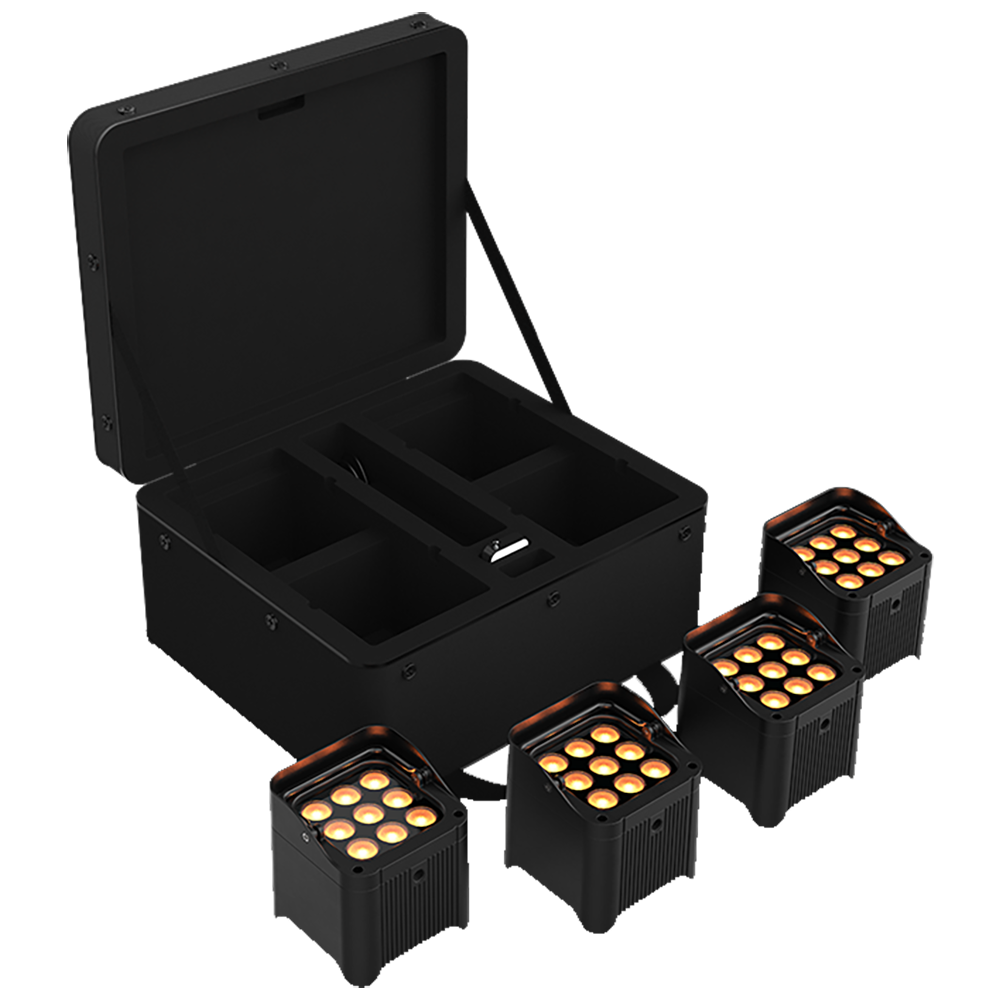 Chauvet DJ Freedom Par Q9 Wireless Uplight 4-Pack with Case