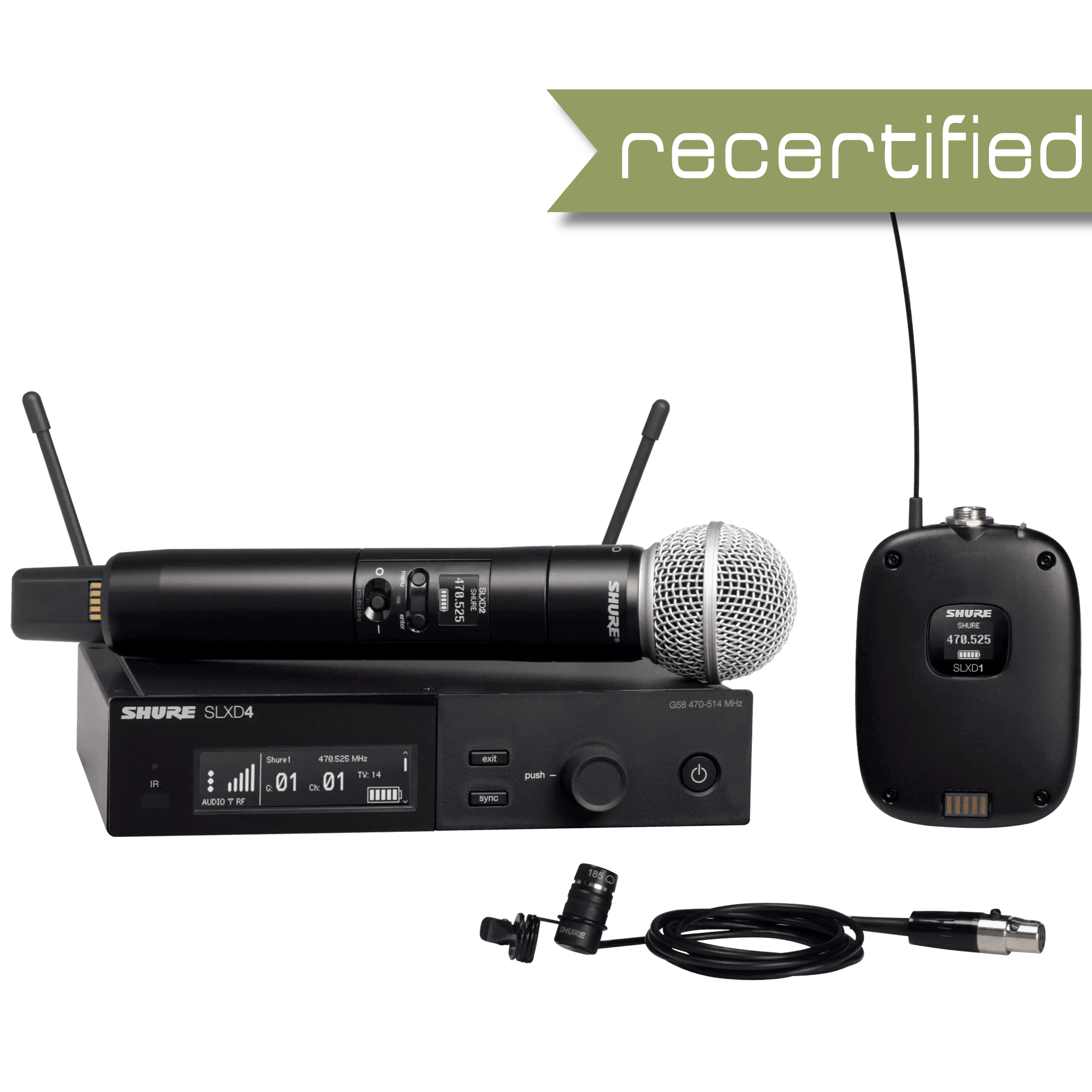 Shure SLX-D Combo Lavalier WL185 and Handheld SM58 Wireless Microphone System