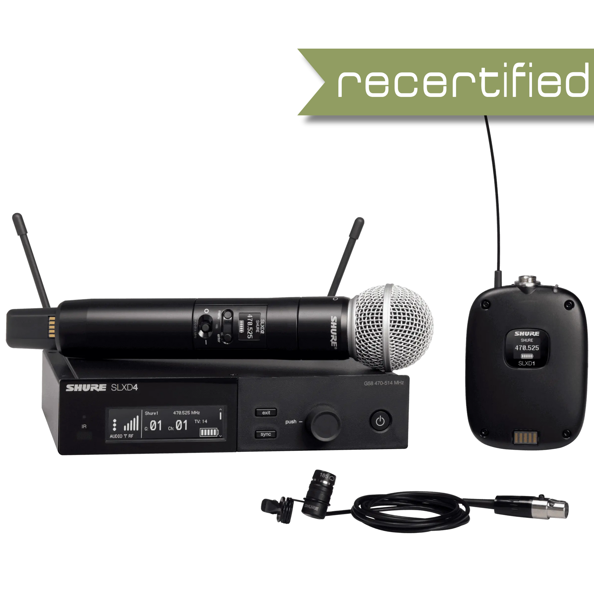 Shure SLX-D Combo Lavalier WL185 and Handheld SM58 Wireless Microphone System