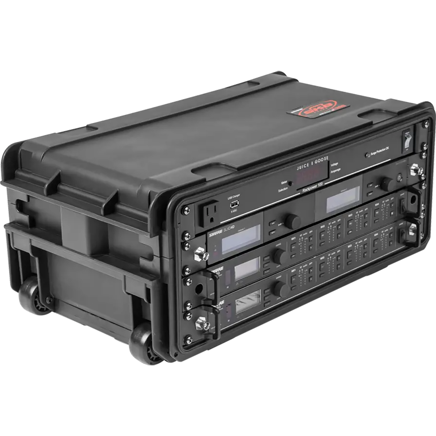 SKB 3i-4U11-W 4U Injection Molded 11 Deep Rack w/ Wheels and Handle