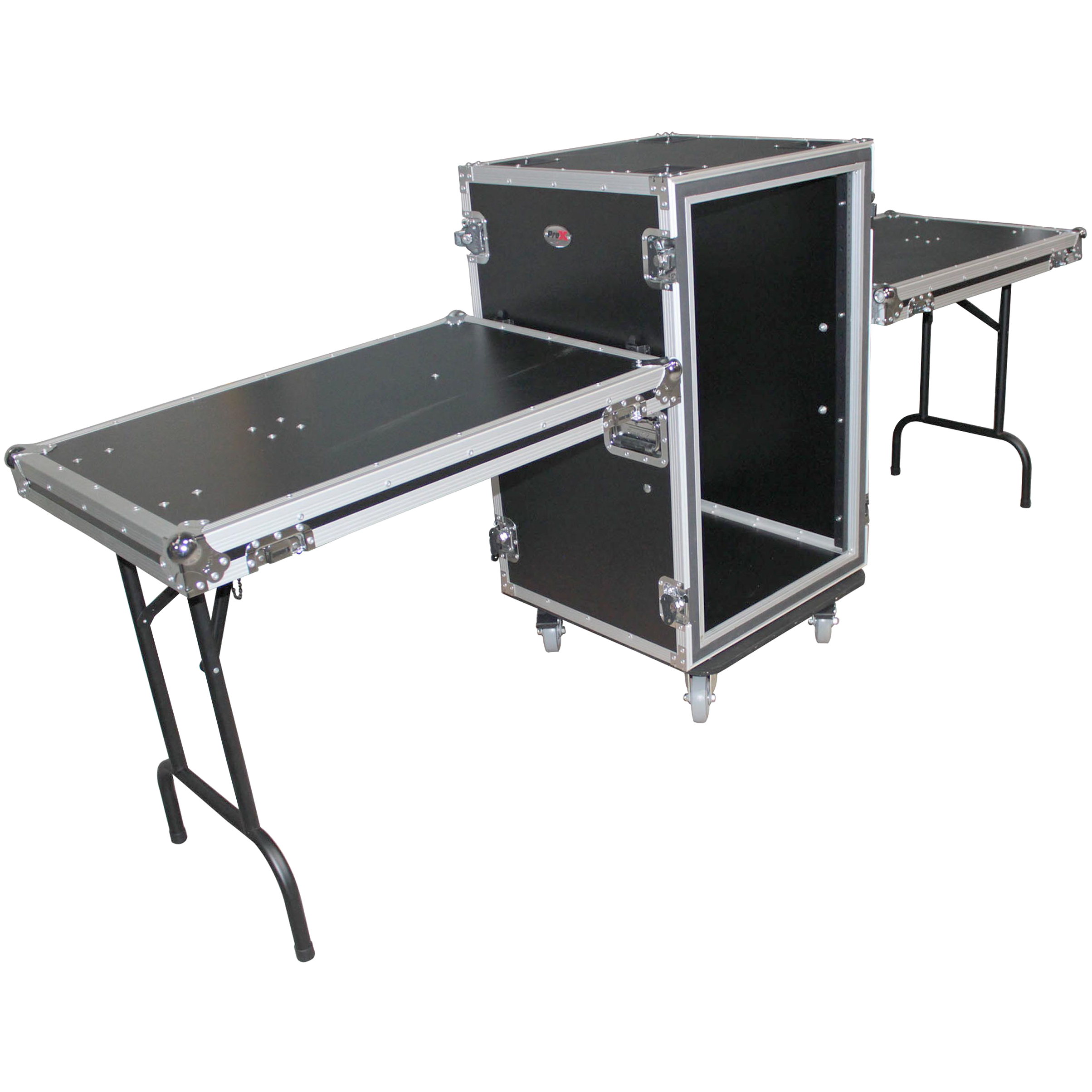 ProX 14U Shockmount 24 Deep Rack with Casters and Side Tables