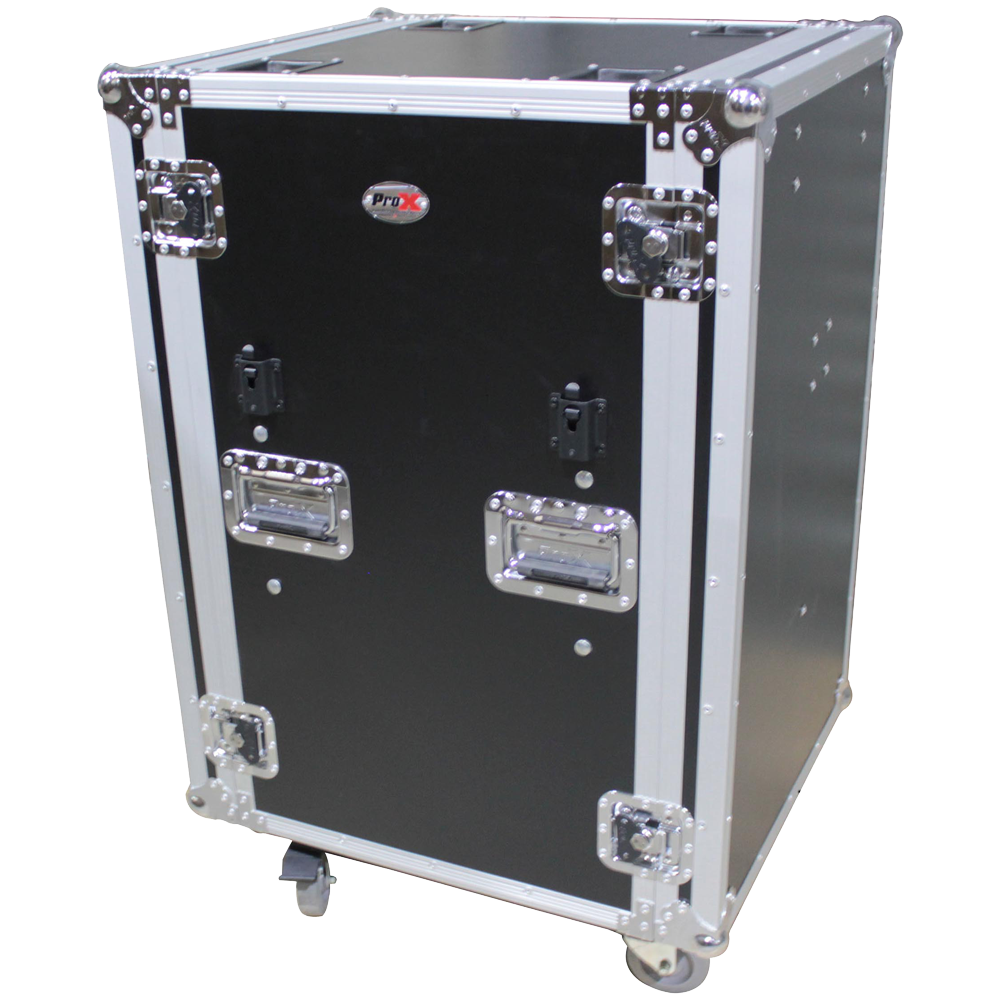 ProX 14U Shockmount 24 Deep Rack with Casters and Side Tables