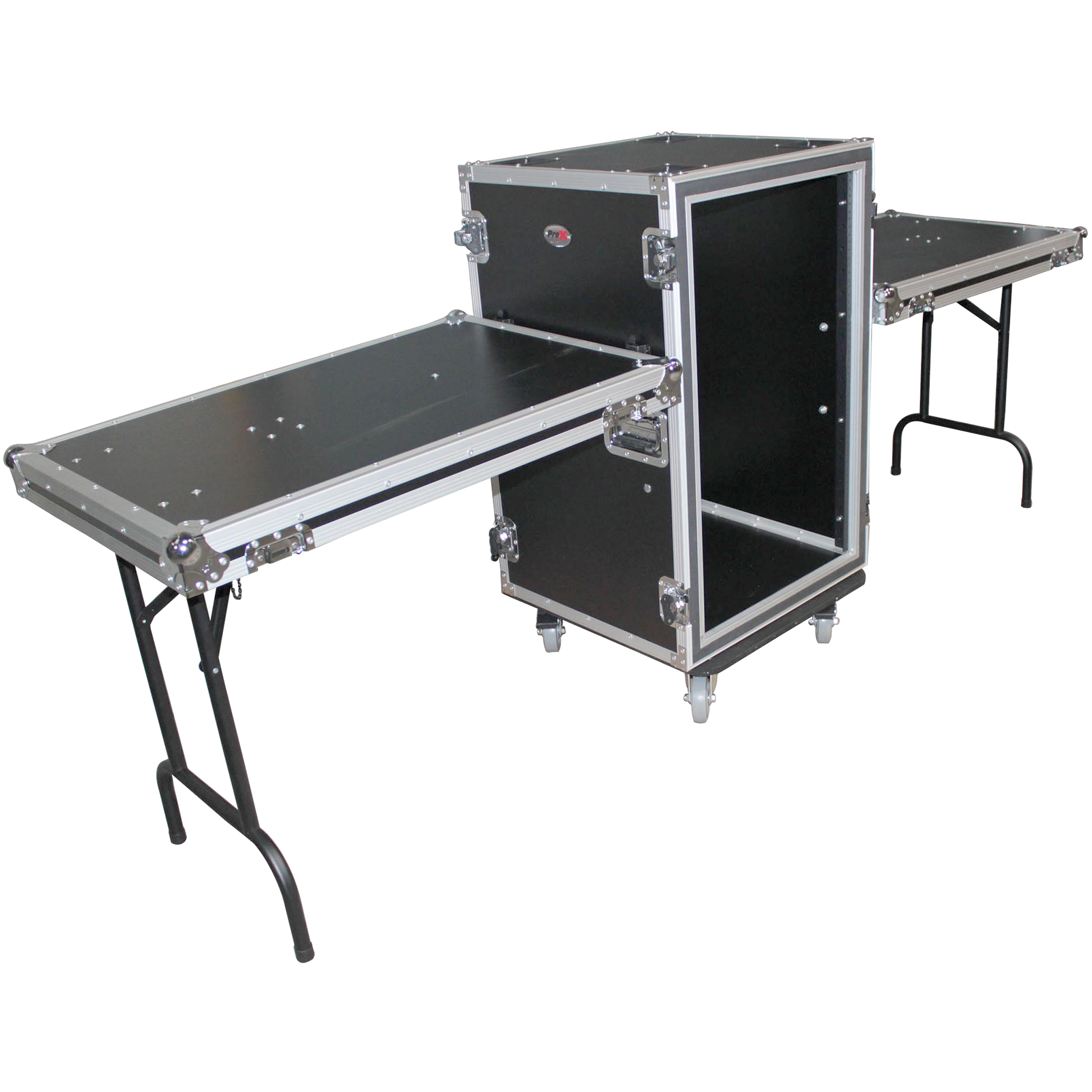 ProX 14U Shockmount 20 Deep Rack with Casters and Side Tables