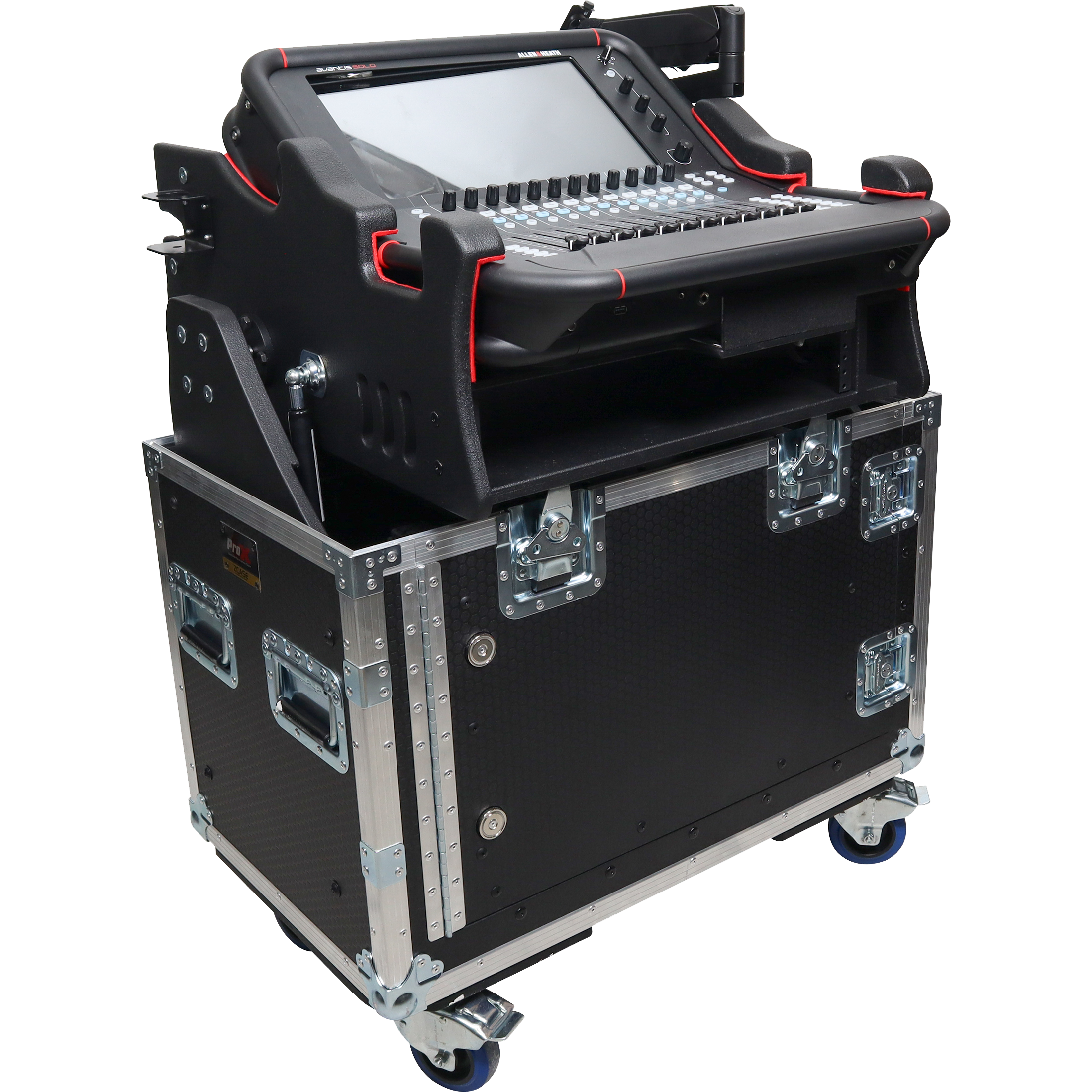 ProX Allen and Heath AVANTIS SOLO Flip-Ready Hydraulic Console Easy Retracting Lifting w/ 2U Rack Space Case by ZCASE