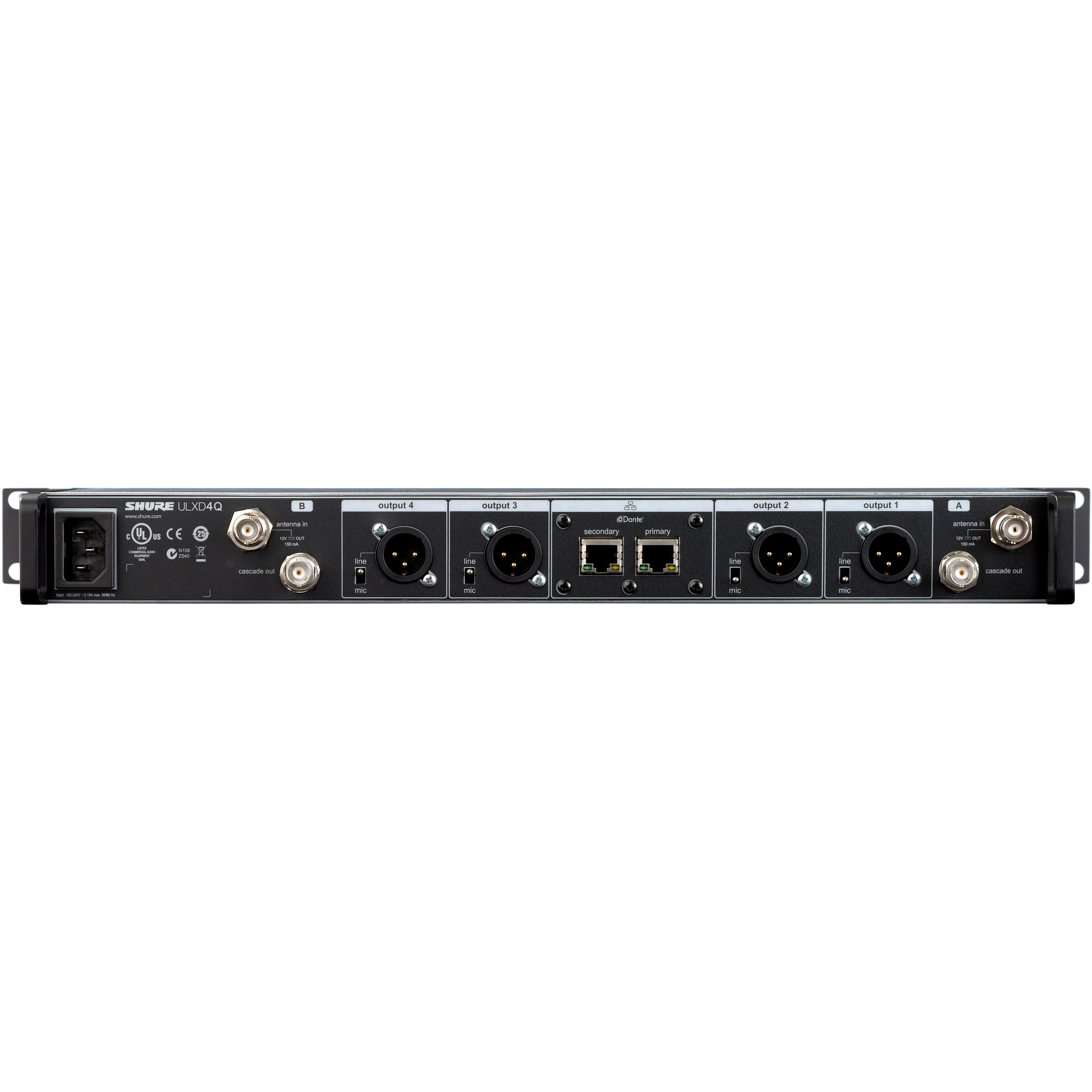 Shure ULXD4Q Quad-Channel Wireless Receiver with Radial Power Conditioner tourPack with BYFP ipCase